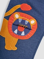 JoJo Maman Bébé Denim Blue Lion Appliqué Knee Joggers With Pet In Pocket - Image 4 of 4
