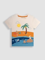 JoJo Maman Bébé Ecru Beach Scene T-Shirt - Image 1 of 3