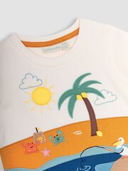 JoJo Maman Bébé Ecru Beach Scene T-Shirt - Image 2 of 3