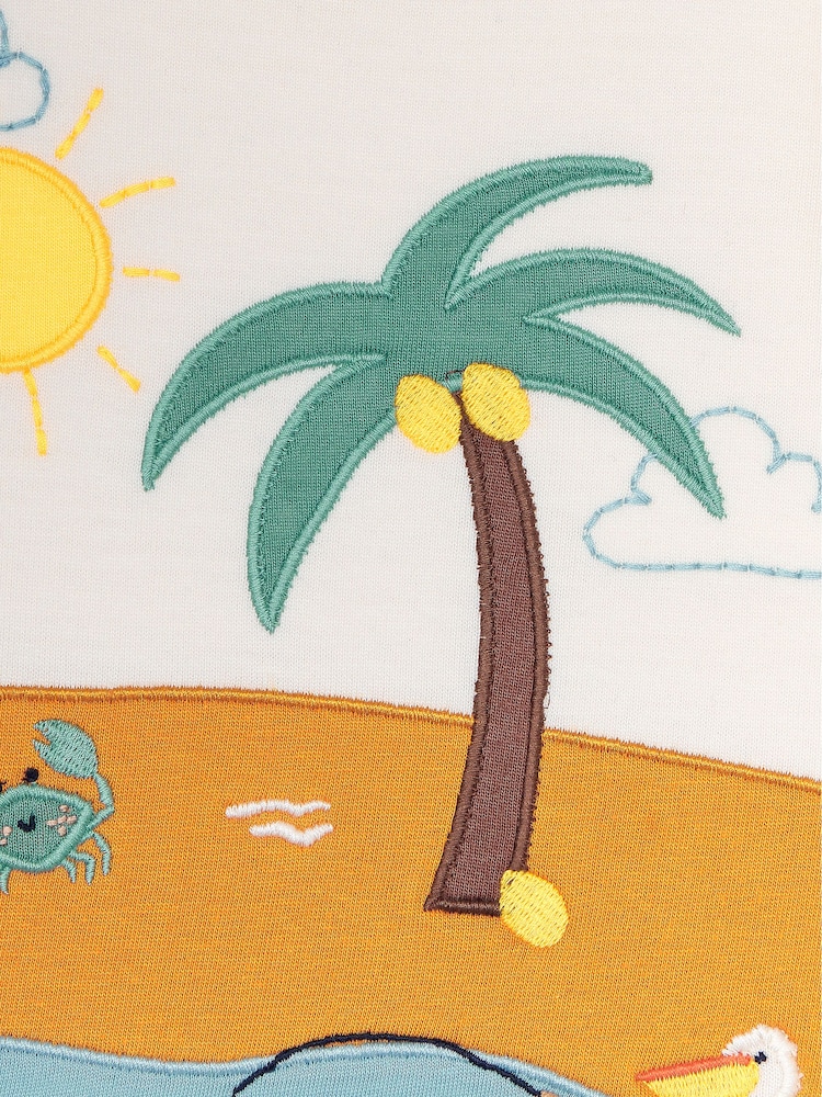 JoJo Maman Bébé Ecru Beach Scene T-Shirt - Image 3 of 3