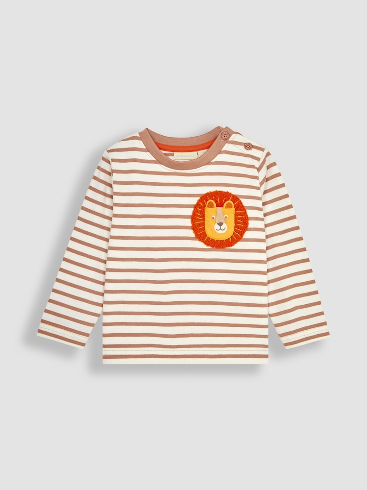 JoJo Maman Bébé Ecru Lion Appliqué Pocket Top - Image 1 of 3