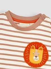 JoJo Maman Bébé Ecru Lion Appliqué Pocket Top - Image 2 of 3
