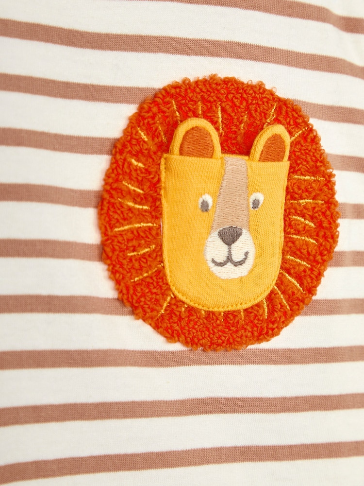 JoJo Maman Bébé Ecru Lion Appliqué Pocket Top - Image 3 of 3