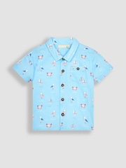 JoJo Maman Bébé Blue Nautical Printed Shirt & Shorts Set - Image 4 of 6