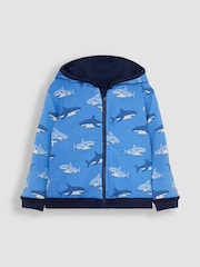JoJo Maman Bébé Navy Blue Shark Appliqué Reversible Hoodie - Image 2 of 6