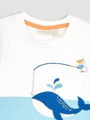 JoJo Maman Bébé White Whale & Pelican Appliqué Pocket T-Shirt - Image 2 of 3
