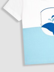 JoJo Maman Bébé White Whale & Pelican Appliqué Pocket T-Shirt - Image 3 of 3