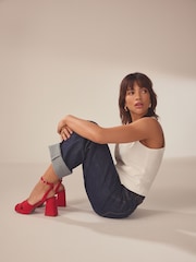 Red Forever Comfort® Flare Platform Sandals - Image 2 of 9