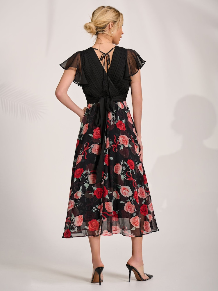 Jolie Moi Red Printed Chiffon Midaxi Dress - Image 2 of 6 Jolie Moi Red Printed Chiffon Midaxi Dress - Image 2 of 6
