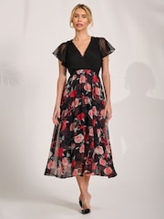Jolie Moi Red Printed Chiffon Midaxi Dress - Image 6 of 6