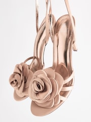 Nude Forever Comfort® Satin Flower Heeled Sandals - Image 3 of 7