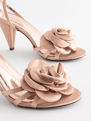 Nude Forever Comfort® Satin Flower Heeled Sandals - Image 5 of 7