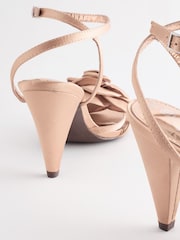 Nude Forever Comfort® Satin Flower Heeled Sandals - Image 6 of 7