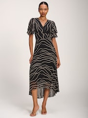 Jolie Moi Black Chiffon Angel Sleeve Midaxi Dress - Image 4 of 6