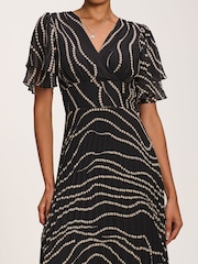 Jolie Moi Black Chiffon Angel Sleeve Midaxi Dress - Image 6 of 6