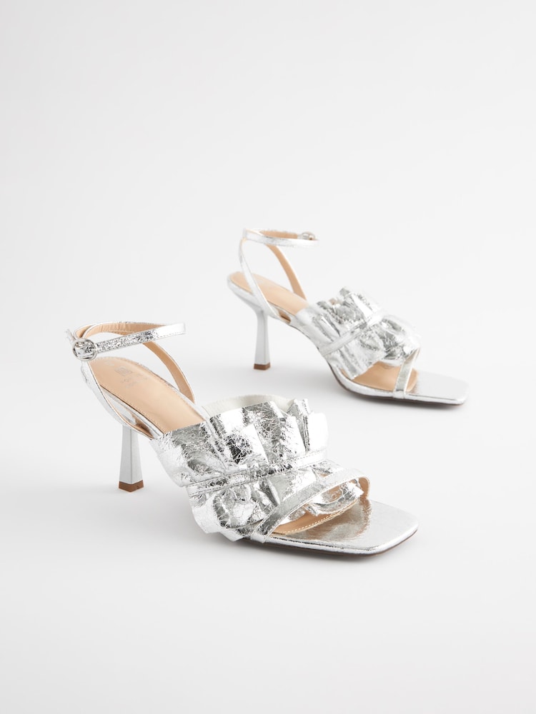 Silver Forever Comfort® Ruffle Heeled Sandals - Image 2 of 6