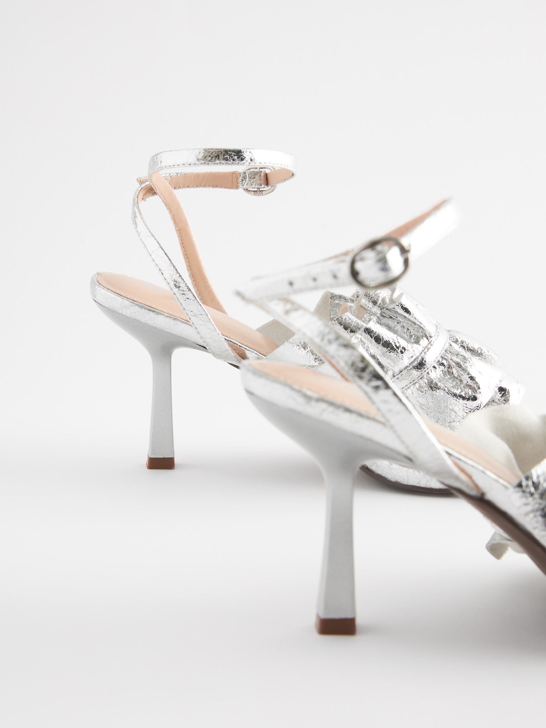 Buy Silver Forever Comfort Ruffle Heeled Sandals from Next Luxembourg
