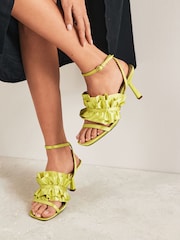 Lime Green Forever Comfort® Ruffle Heeled Sandals - Image 1 of 3