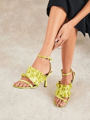 Lime Green Forever Comfort® Ruffle Heeled Sandals - Image 2 of 3