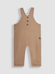 JoJo Maman Bébé Natural Cheesecloth Button Front Dungarees - Image 1 of 3
