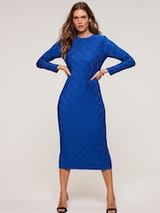 Mint Velvet Blue Textured Midi Dress - Image 1 of 1