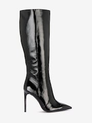 Mint Velvet Black Patent Long Boots - Image 1 of 2
