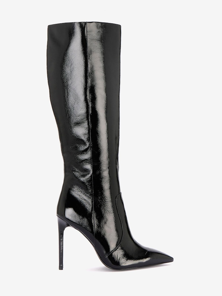 Mint Velvet Black Patent Long Boots - Image 1 of 2