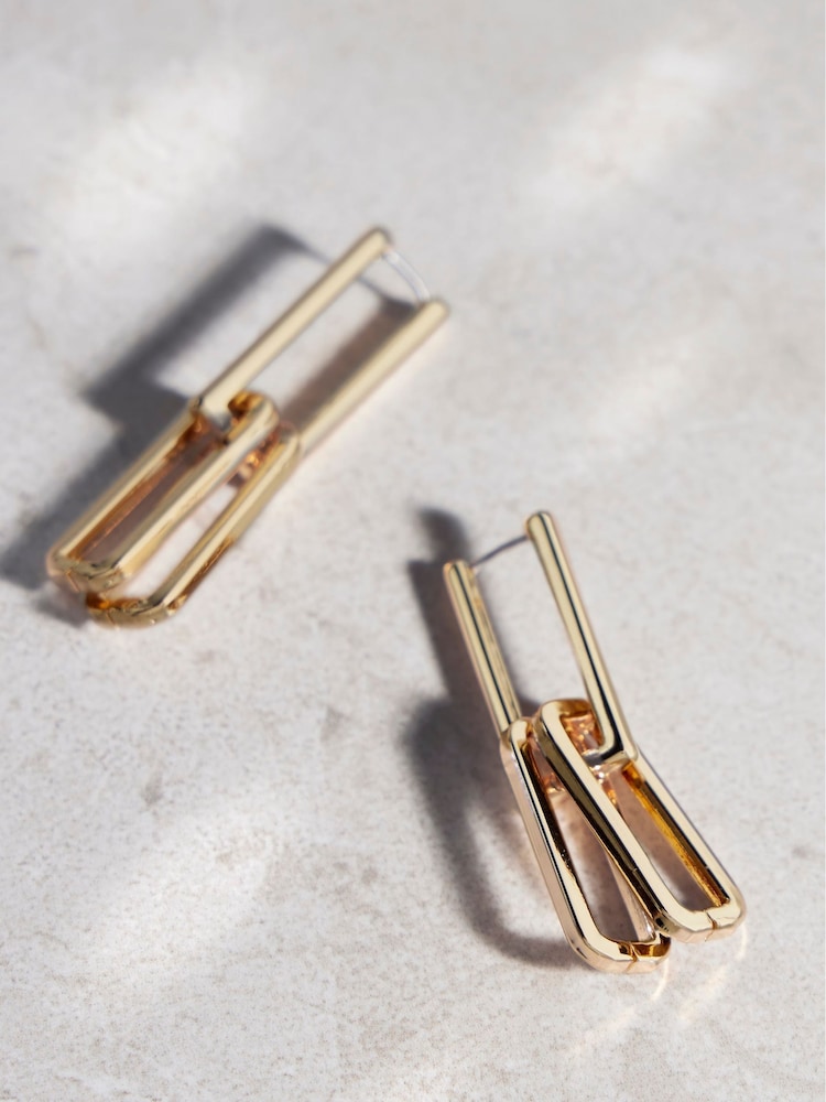 Mint Velvet Gold Link Earrings - Image 1 of 2