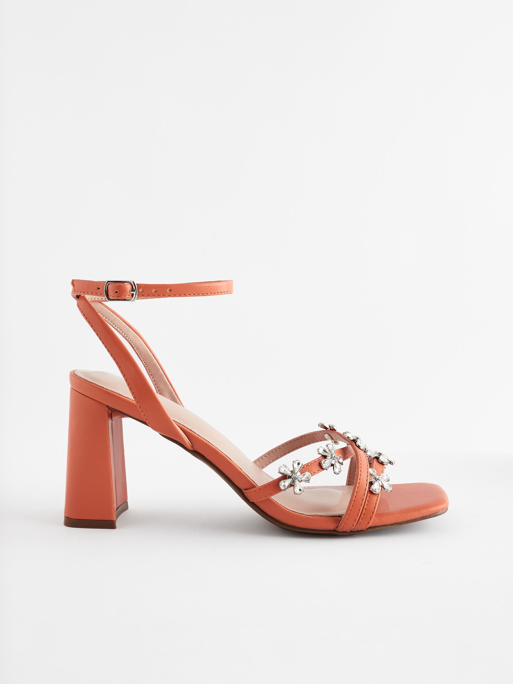 Acheter Orange Sandales a talons carres ornees de bijoux Forever Comfort from Next Luxembourg
