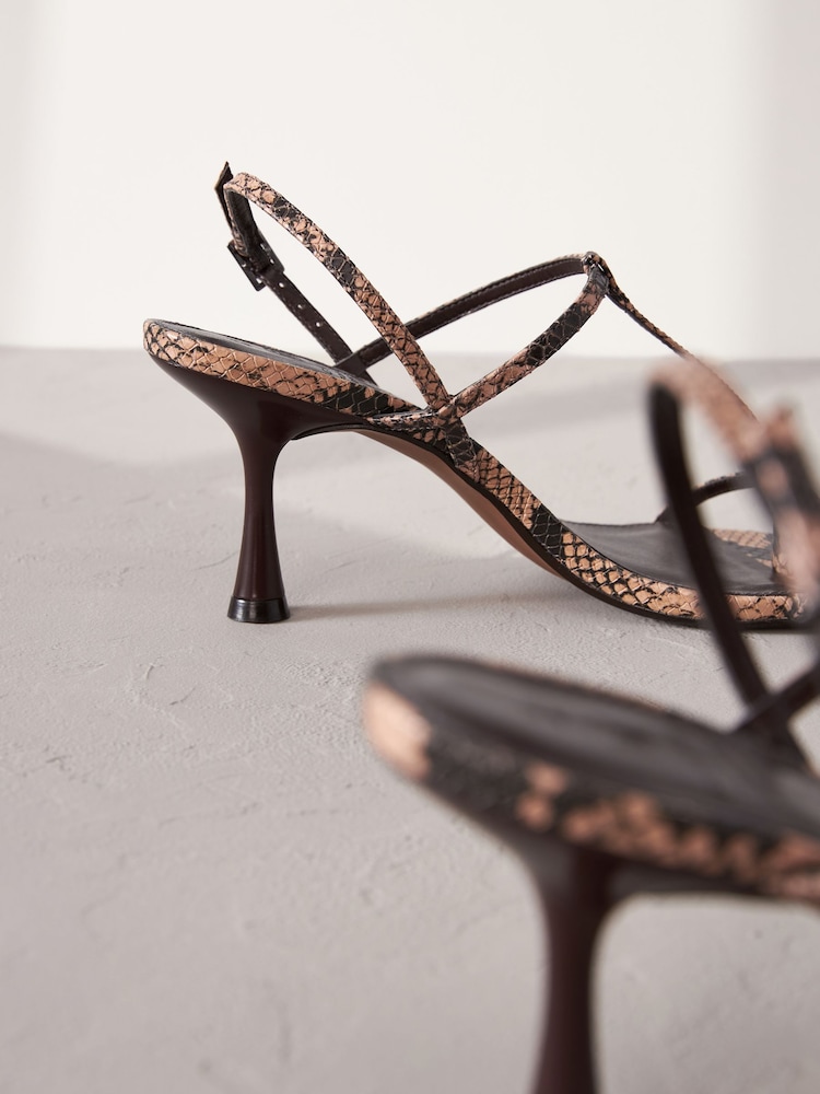 Snake Print Signature Leather Toe Post Heeled Sandals - Image 11 of 11
