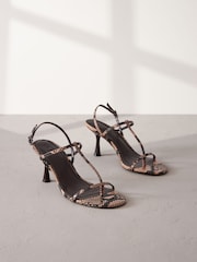 Snake Print Signature Leather Toe Post Heeled Sandals - Image 7 of 11