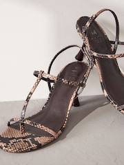 Snake Print Signature Leather Toe Post Heeled Sandals - Image 8 of 11