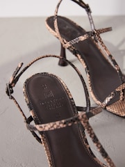 Snake Print Signature Leather Toe Post Heeled Sandals - Image 9 of 11