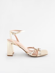 Gold Forever Comfort® Jewel Flowers Block Heel Sandals - Image 2 of 9