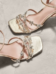 Gold Forever Comfort® Jewel Flowers Block Heel Sandals - Image 5 of 9