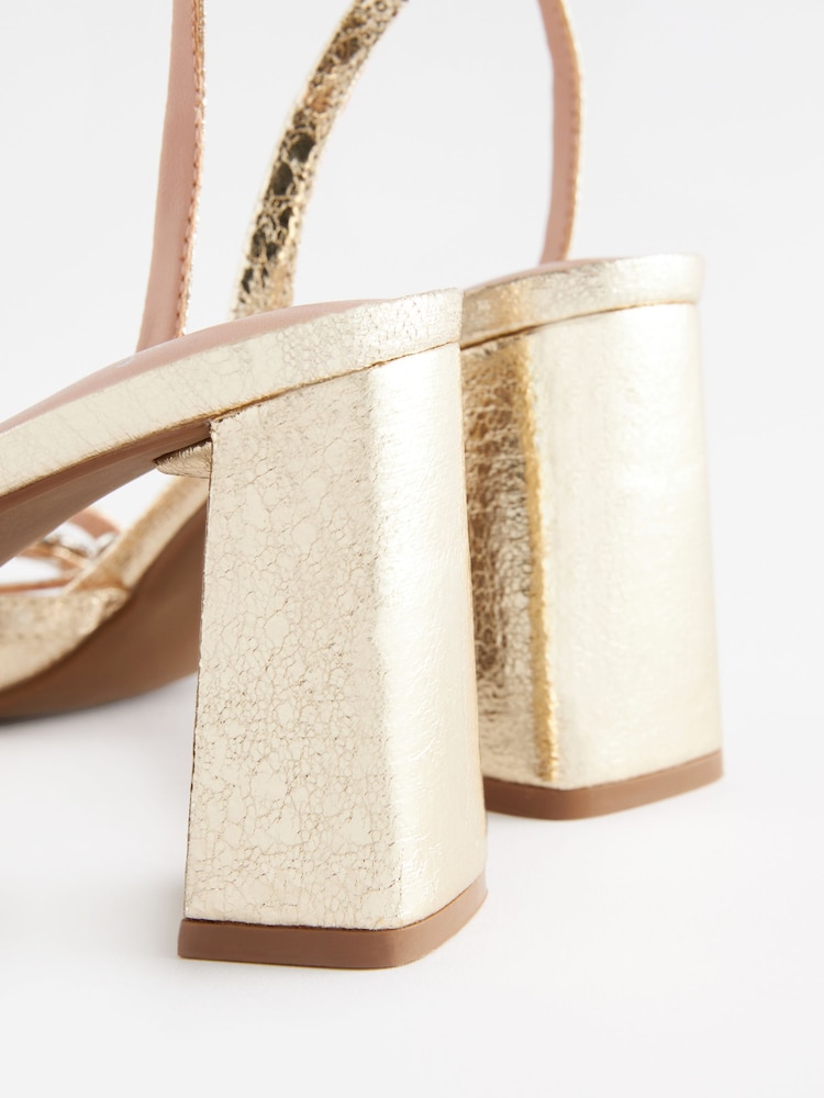 Gold Forever Comfort® Jewel Flowers Block Heel Sandals - Image 6 of 9