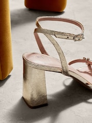 Gold Forever Comfort® Jewel Flowers Block Heel Sandals - Image 7 of 9