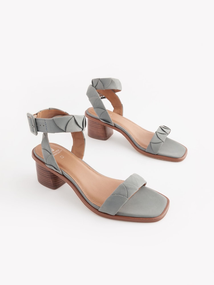 Blue Forever Comfort® Leather Low Block Heel Sandals - Image 1 of 6 Blue Forever Comfort® Leather Low Block Heel Sandals - Image 1 of 6