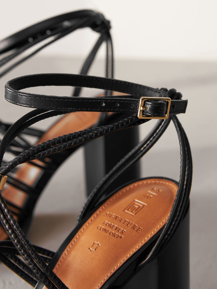 črna - Premium Leather Hardware Detail Block čevlji z visoko peto sandali - Slika 6 iz 6 črna - Premium Leather Hardware Detail Block čevlji z visoko peto sandali - Slika 6 iz 6
