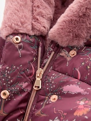 Berry Red Shower Resistant Faux Fur Lined Hooded Padded Coat (3mths-7yrs) - Image 9 of 9