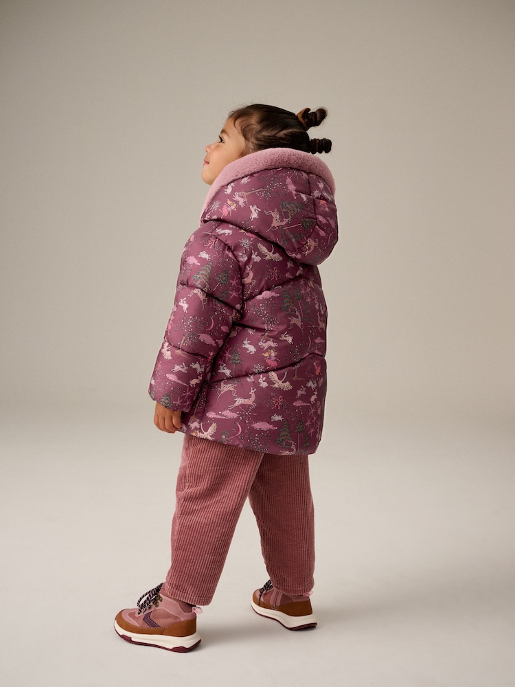 Berry Red Shower Resistant Faux Fur Lined Hooded Padded Coat (3mths-7yrs) - Image 2 of 9 Berry Red Shower Resistant Faux Fur Lined Hooded Padded Coat (3mths-7yrs) - Image 2 of 9