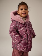 Berry Red Shower Resistant Faux Fur Lined Hooded Padded Coat (3mths-7yrs) - Image 3 of 9
