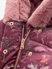 Berry Red Shower Resistant Faux Fur Lined Hooded Padded Coat (3mths-7yrs) - Image 7 of 9