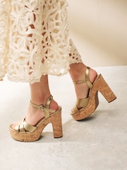 Gold Forever Comfort® Cork Platform Sandals - Image 1 of 8