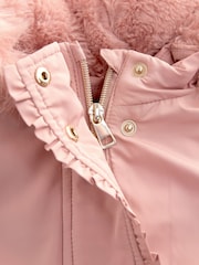 Pink Shower Resistant Frill Pocket Parka Coat (3mths-7yrs) - Image 13 of 13