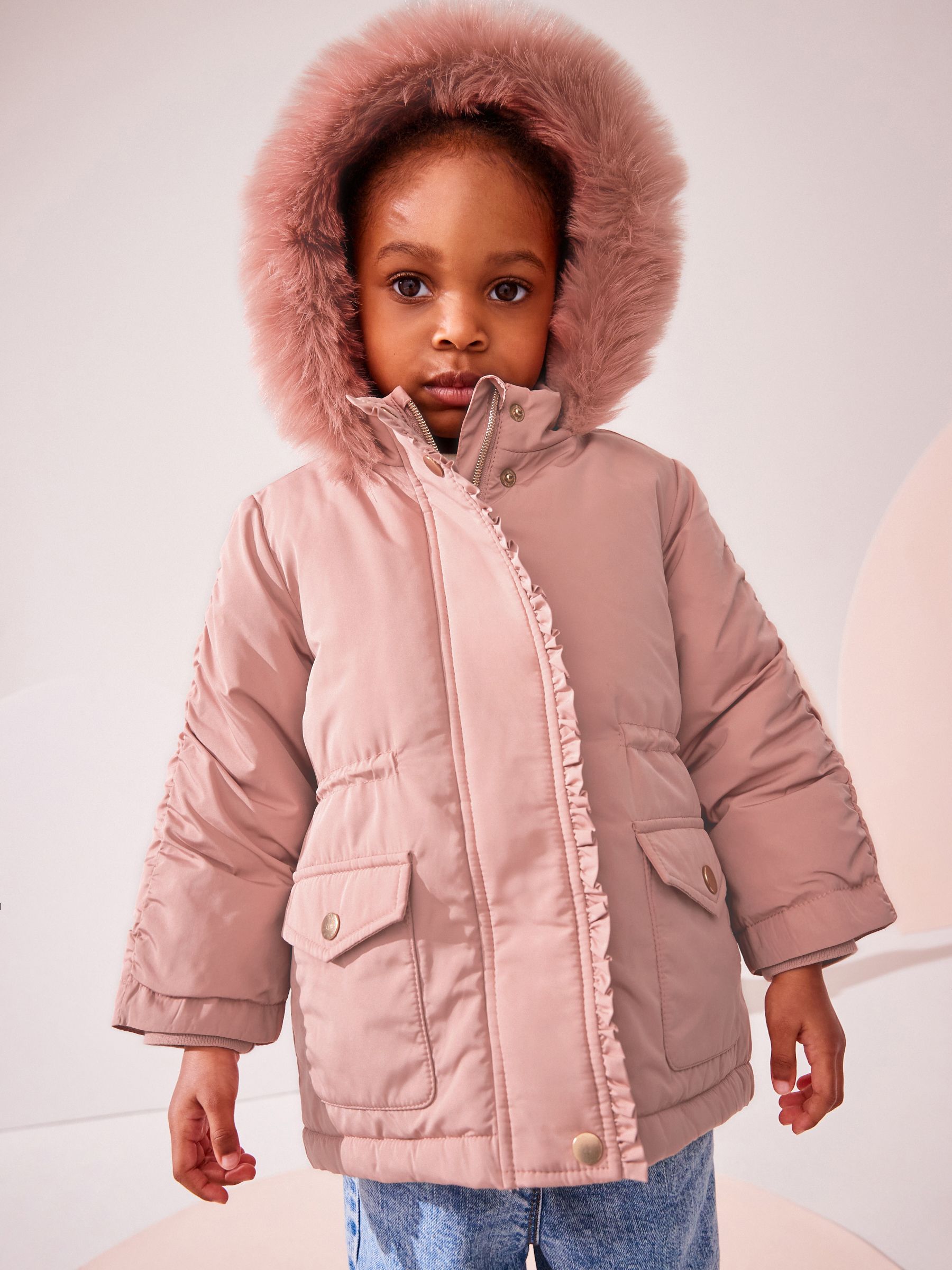 Buy Pink Shower Resistant Frill Pocket Parka Coat 3mths 7yrs from the Next UK online shop