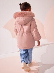 Pink Shower Resistant Frill Pocket Parka Coat (3mths-7yrs) - Image 5 of 13