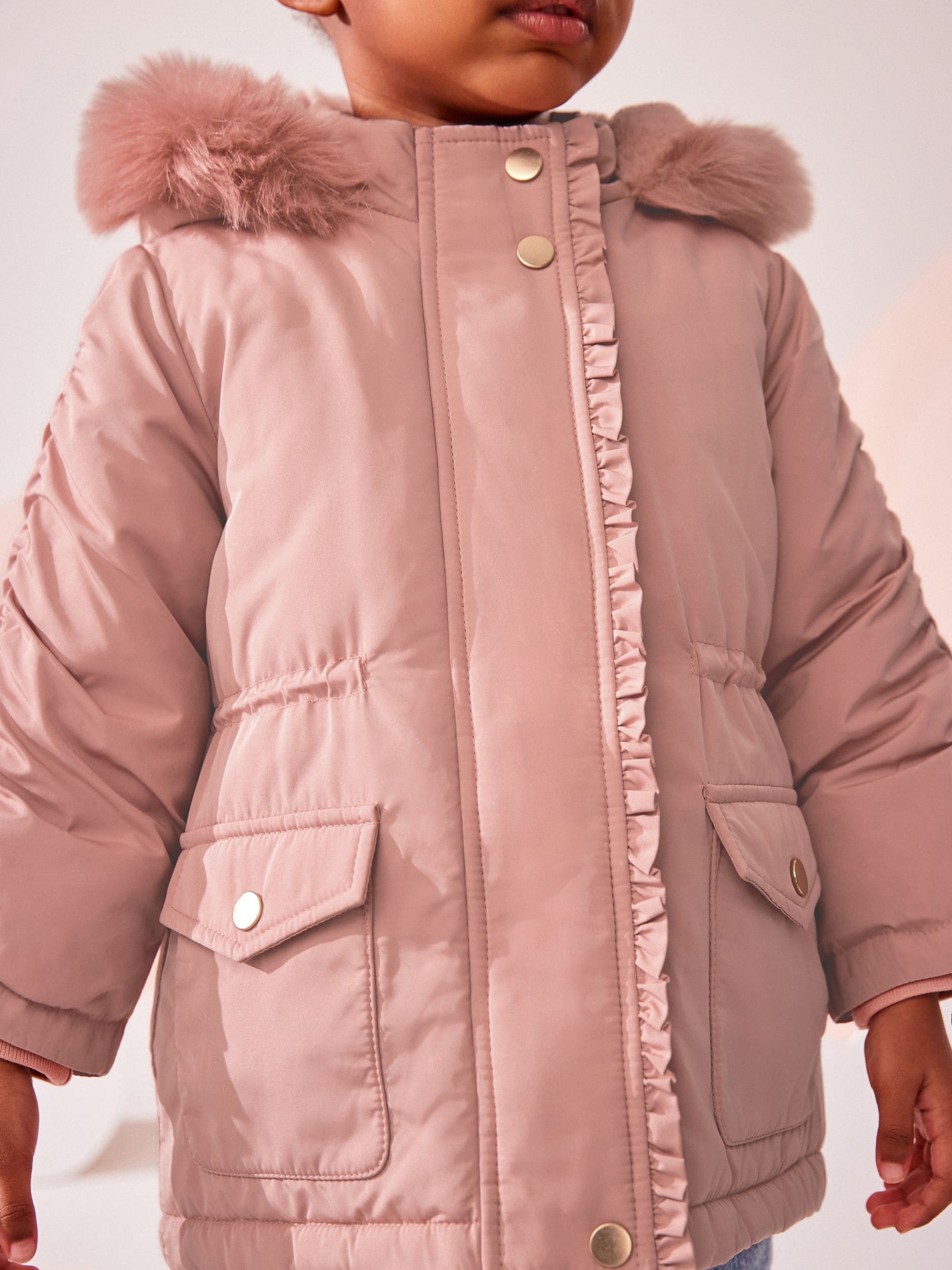 Buy Pink Shower Resistant Frill Pocket Parka Coat 3mths 7yrs from the Next UK online shop