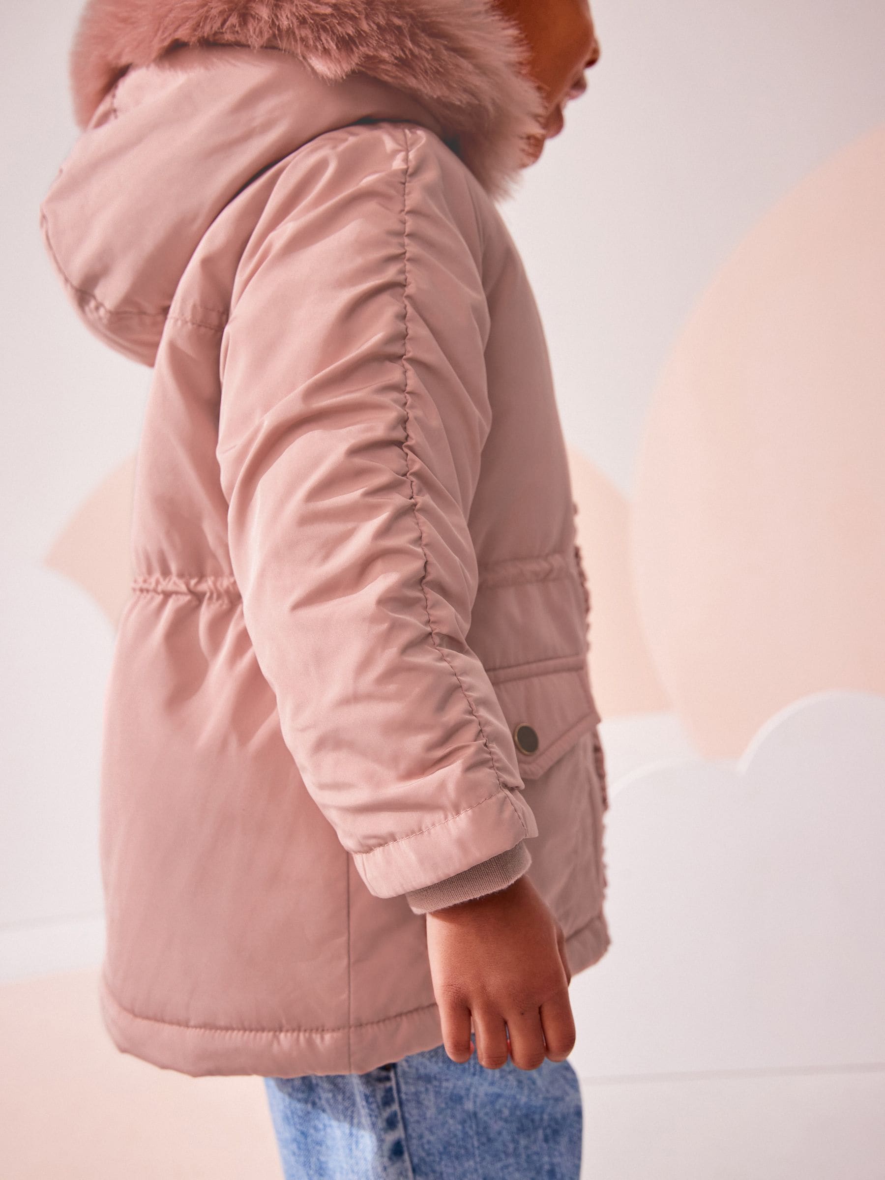 Buy Pink Shower Resistant Frill Pocket Parka Coat 3mths 7yrs from Next Ireland
