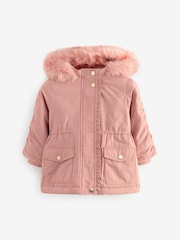 Pink Shower Resistant Frill Pocket Parka Coat (3mths-7yrs) - Image 8 of 13